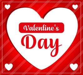 heart for valentines day red and white background, editable vector