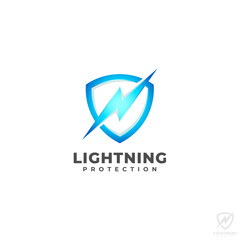 Shield Logo with Lightning Protection concept