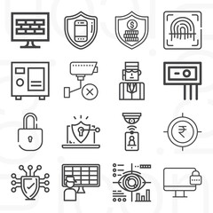 16 pack of measures  lineal web icons set