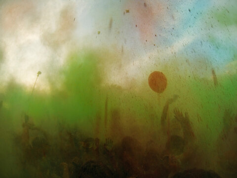 Balloon in Greenish smoke at concert