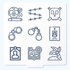 Simple set of 9 icons related to sentences