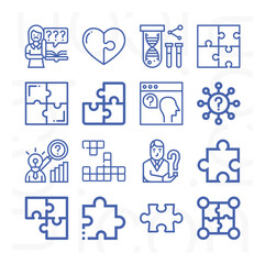 16 pack of solved  lineal web icons set
