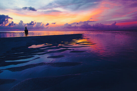 Beautiful, dramatic and serene Maldivian sunset