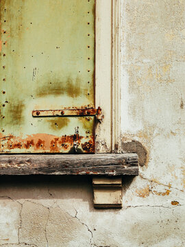 Green Vintage Metal Shutter Detail