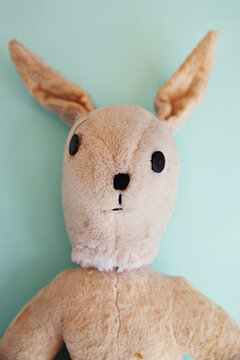 old and loved childhood teddy rabbit