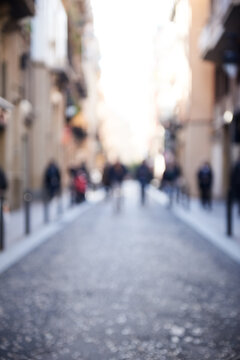 Unfocused view of barcelona streets