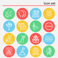 16 pack of achievements  lineal web icons set