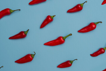 Red Chili Peppers On Blue