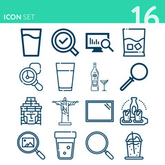 Simple set of 16 icons related to ceramics