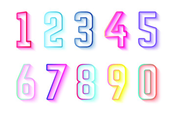 Colorful outline numbers collection 0 to 9