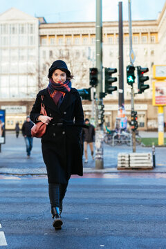 Woman walking on Berlin Streets