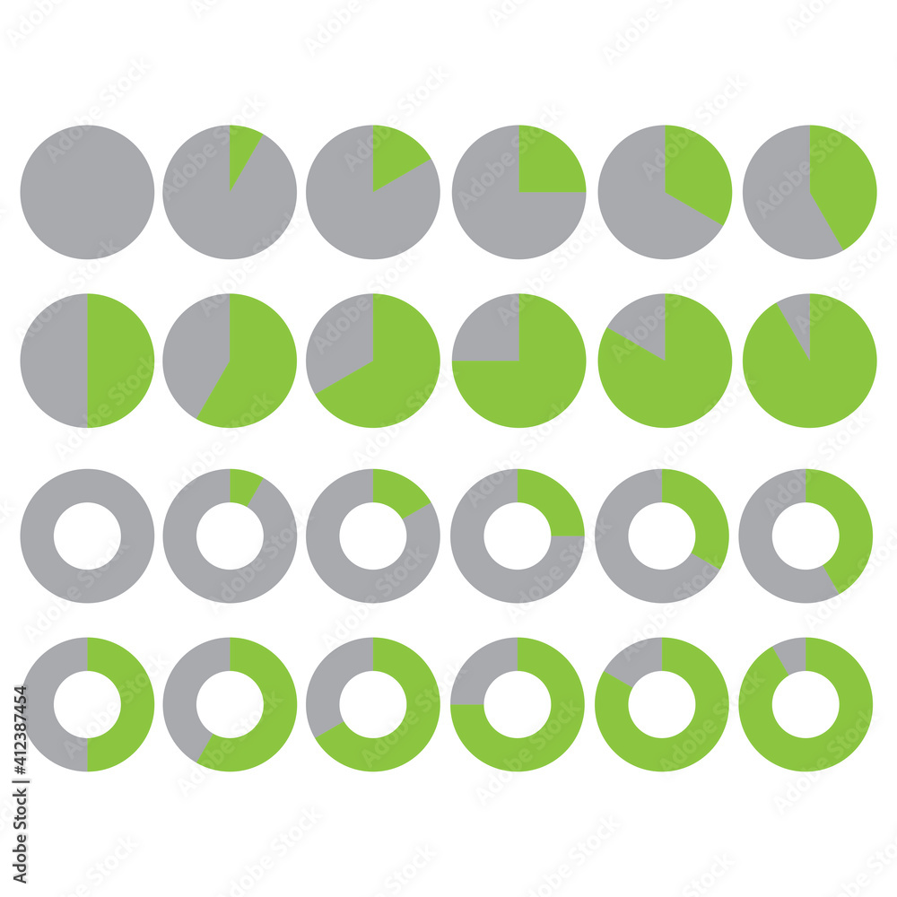 Poster flat green loading circles for report design. status bar icon. vector design template. stock image. 