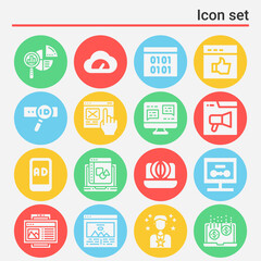 16 pack of sites  filled web icons set