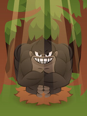 Cartoon gorilla in the jungle