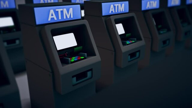 automated teller machine or Atms together 4k. High quality 4k footage