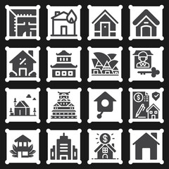 16 pack of mansion  filled web icons set