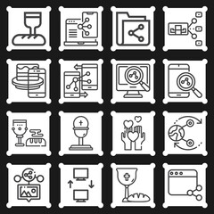 16 pack of social intercourse  lineal web icons set