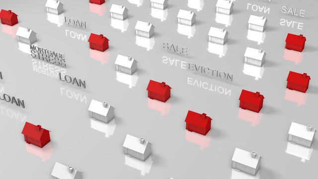 Home loan mortgage stress and evictions notice conceptual - illustration rendering