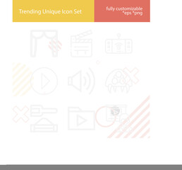 Simple set of stage direction related lineal icons.