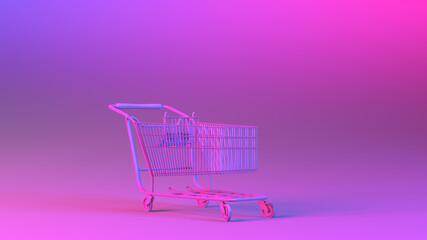 Checkout shopping cart on colorful background sale clearance retail promo - illustration rendering