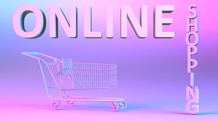 Online shopping internet retail e-commerce buy sell connecting buyers and seller - illustration rendering