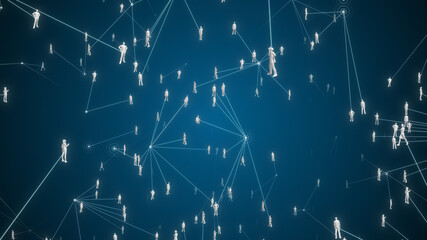 Contact tracing network infected person identification Covid-19 virus pandemic - illustration rendering