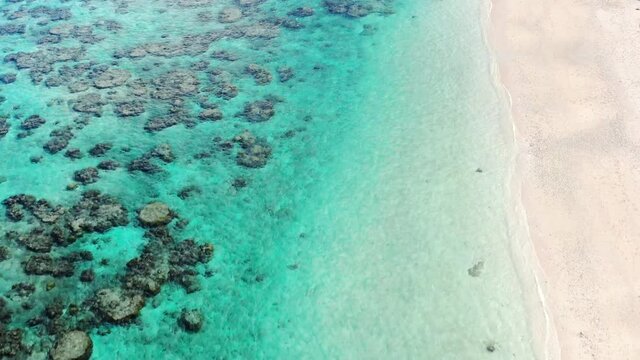 drone view beautiful ocean yoshino beach miyako island Okinawa