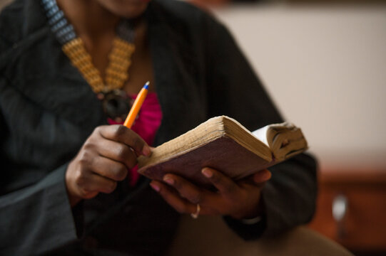 Woman reading Bible