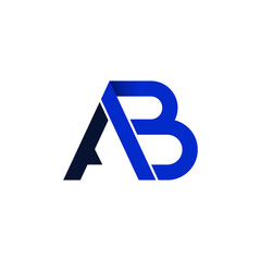 blue letter ab logo design vector