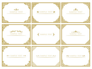 金色の洋風の角装飾フレームと見出し飾りアイコンセット