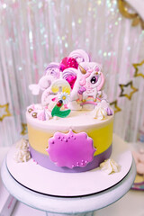 Children's birthday cake with candles