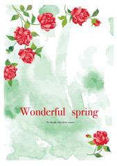 水彩画風バラの背景ベクター イラスト