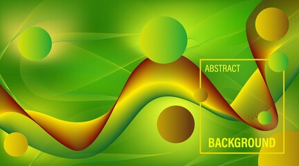 Elegant stylish green wave background with a mix of bright yellow and brown.
