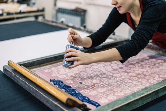 Woman Doing Screen Printing Technique