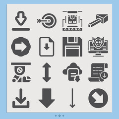 Simple set of missile related filled icons.