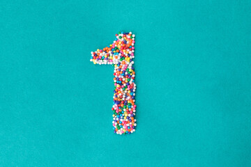 The number one built from nonpareils
