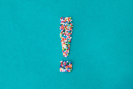 The exclamation point symbol built from nonpareils