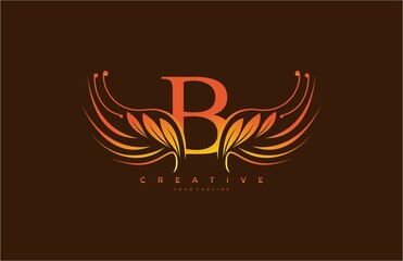 Modern Color Gradient B Typography Flourishes Logogram Beauty Wings Logo