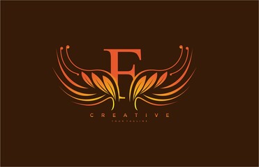 Modern Color Gradient F Typography Flourishes Logogram Beauty Wings Logo