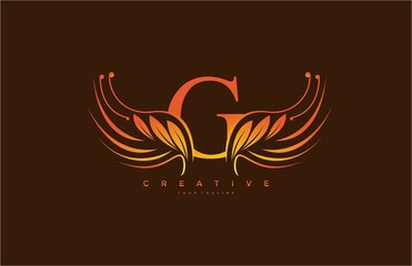 Modern Color Gradient G Typography Flourishes Logogram Beauty Wings Logo