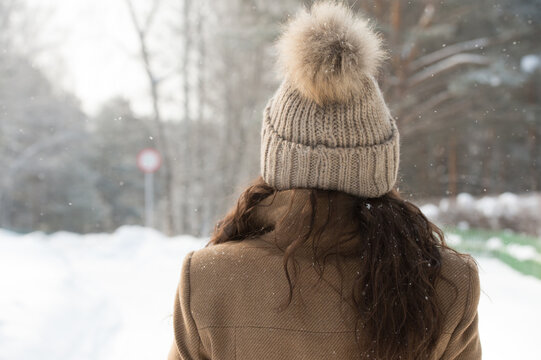 Woman outdoor winter park