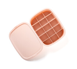 top view plastic box with small spaces on white