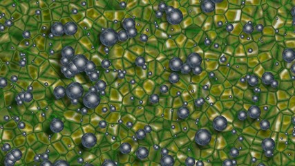 Plant nanobionics . Nanoparticles on surface of leaf. Extreme close up  macro view . 3d render illustration concept