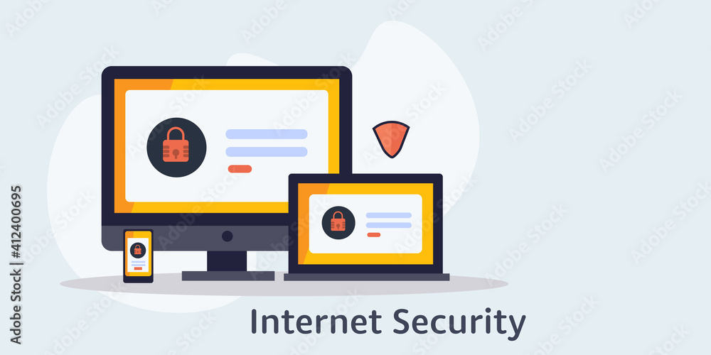 Poster internet security software for multiple devices. safe web browsing and network security system, data