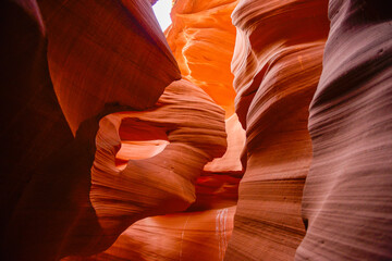 Famous red and orange Antelope Canyon in Arizona