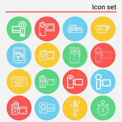 16 pack of recordings  lineal web icons set