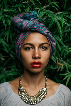 Portrait of a Beautiful Woman with Turban