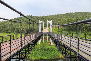 Suspension bridge at Mae Kuang Udom Thara dam, Chiang mai Thailand.