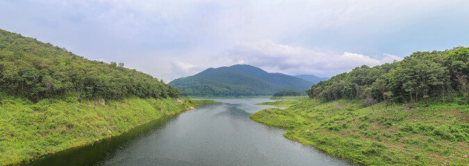 Panorama Mae Kuang Dam, Chiangmai Thailand beautiful landscape.
