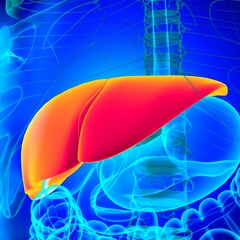 Liver 3D Illustration Human Digestive System Anatomy